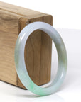 Baikalla Natural Multi-Color "Fu Lu Shou" Jadeite Jade Oval Bangle Bracelet (54.2mm) 