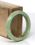 Baikalla Genuine Burmese Yellowish Green Jadeite Jade Oval Bangle (56.29 mm) 