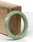 Baikalla Genuine Burmese Yellowish Green Jadeite Jade Oval Bangle (56.29 mm) 