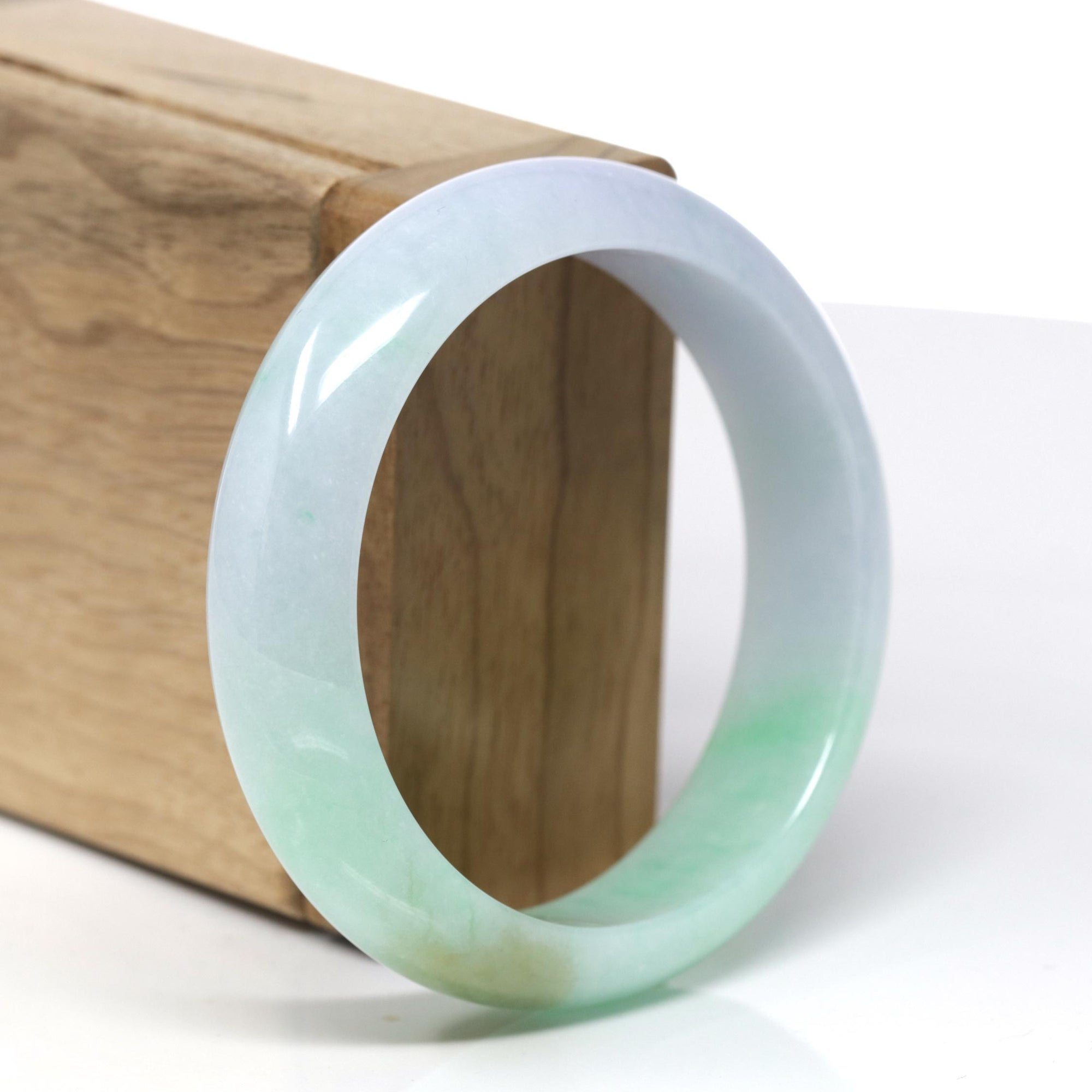 High-End Natural Lavender-Green &amp; Yellow Jadeite Jade Bangle (57.12mm) 