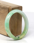 Baikalla Natural Vibrant Green & Yellow Jadeite Jade Oval Bangle Bracelet (53mm) 