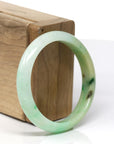 Baikalla Natural Vibrant Green & Yellow Jadeite Jade Oval Bangle Bracelet (53mm) 