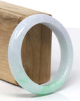 Baikalla Natural Green & Light Lavender Jadeite Jade "Half Round" Bangle Bracelet (57.85mm) 