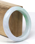 Baikalla Natural Green & Light Lavender Jadeite Jade "Half Round" Bangle Bracelet (57.85mm) 