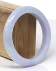 Baikalla Natural Purple Lavender Jadeite Jade "Half Round" Bangle Bracelet (60.44mm) 