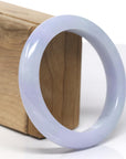 Baikalla Natural Purple Lavender Jadeite Jade "Half Round" Bangle Bracelet (60.44mm) 