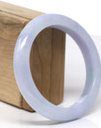 Baikalla Natural Purple Lavender Jadeite Jade "Half Round" Bangle Bracelet (60.44mm) 