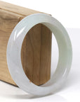 High-End Natural Icy Light Green & Faint Lavender Jadeite Jade "Half Round" Bangle Bracelet (58.32 mm) 