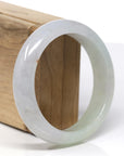High-End Natural Icy Light Green & Faint Lavender Jadeite Jade "Half Round" Bangle Bracelet (58.32 mm) 