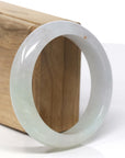 High-End Natural Icy Light Green & Faint Lavender Jadeite Jade "Half Round" Bangle Bracelet (58.32 mm) 