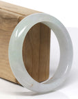High-End Natural Icy Light Green & Faint Lavender Jadeite Jade "Half Round" Bangle Bracelet (58.32 mm) 