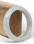 High-End Natural Icy Light Green & Faint Lavender Jadeite Jade "Half Round" Bangle Bracelet (58.32 mm) 