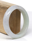 High-End Natural Icy Light Green & Faint Lavender Jadeite Jade "Half Round" Bangle Bracelet (58.32 mm) 