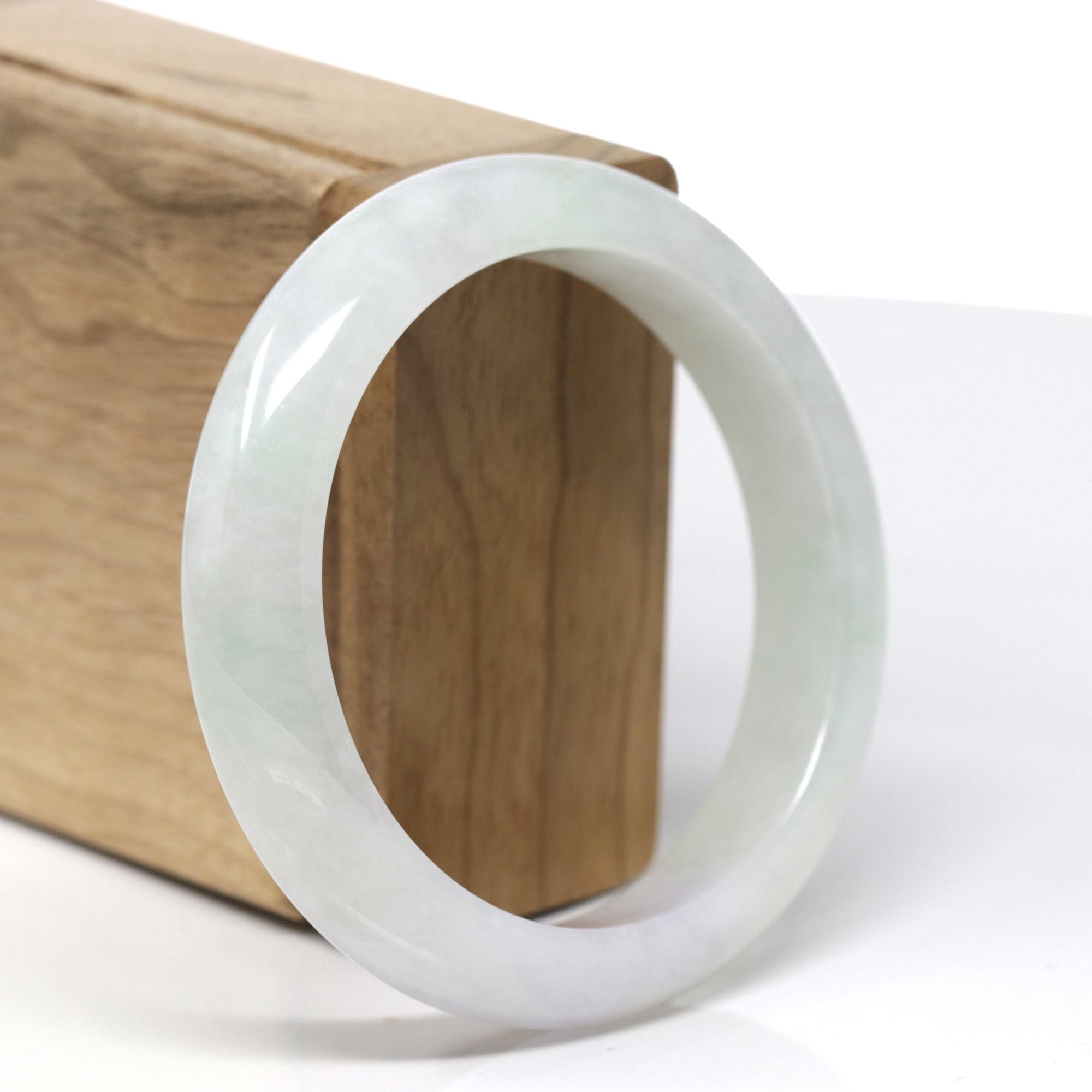 Baikalla Natural Icy Light GreenJadeite Jade Bangle (57.28mm) 