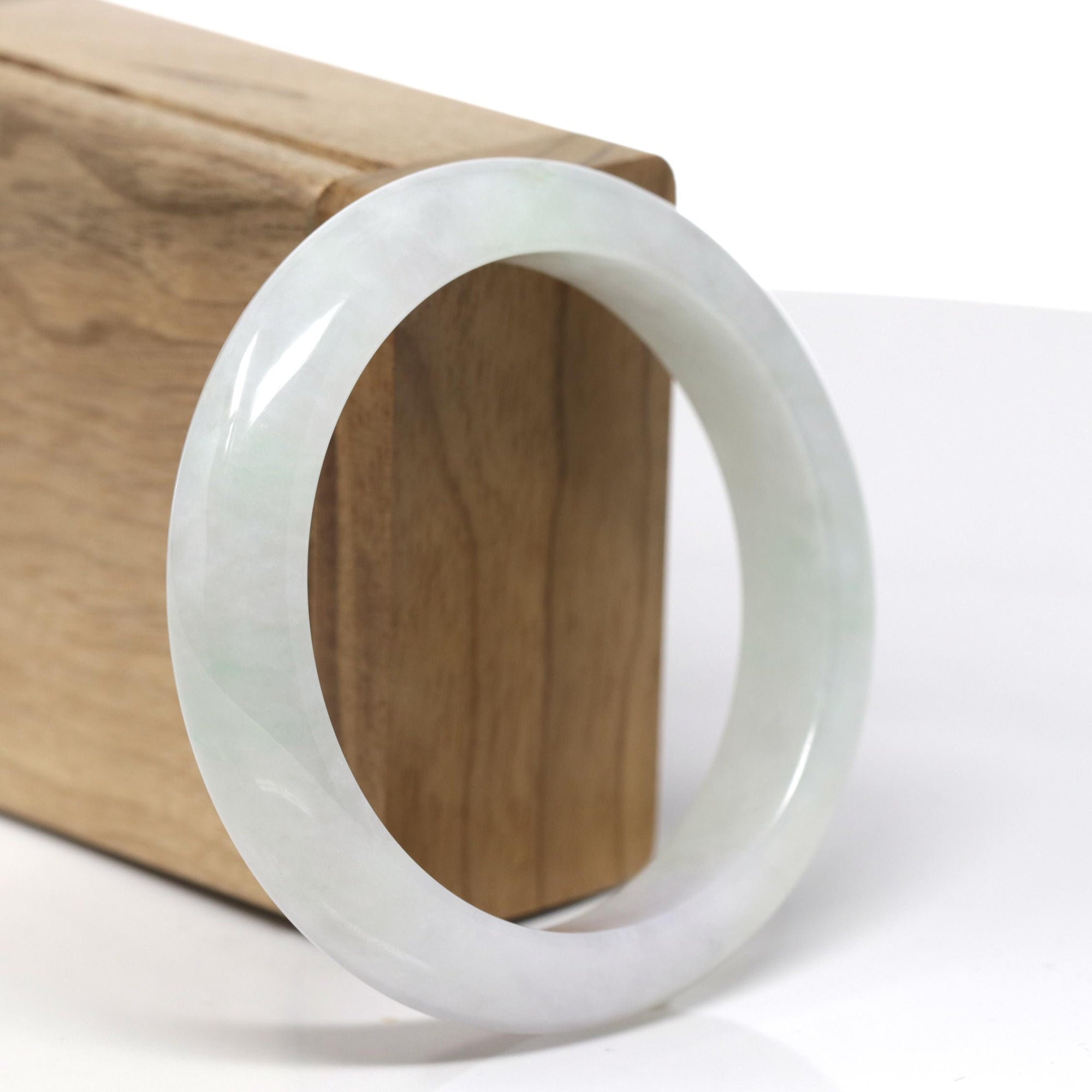 Baikalla Natural Icy Light GreenJadeite Jade Bangle (57.28mm) 