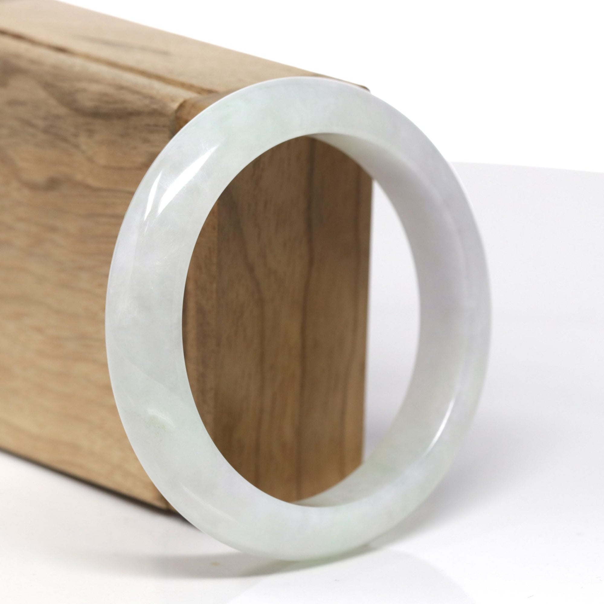 Baikalla Natural Icy Light GreenJadeite Jade Bangle (57.28mm) 