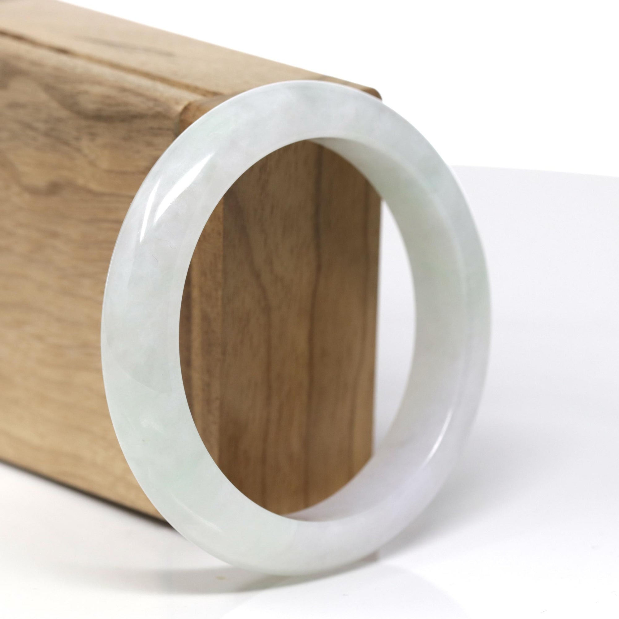 Baikalla Natural Icy Light GreenJadeite Jade Bangle (57.28mm) 