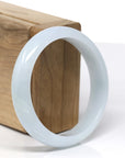 Baikalla Natural Light Blue-Green Jadeite Jade "Half Round" Bangle Bracelet (57.28mm) 