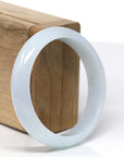Baikalla Natural Light Blue-Green Jadeite Jade "Half Round" Bangle Bracelet (57.28mm) 