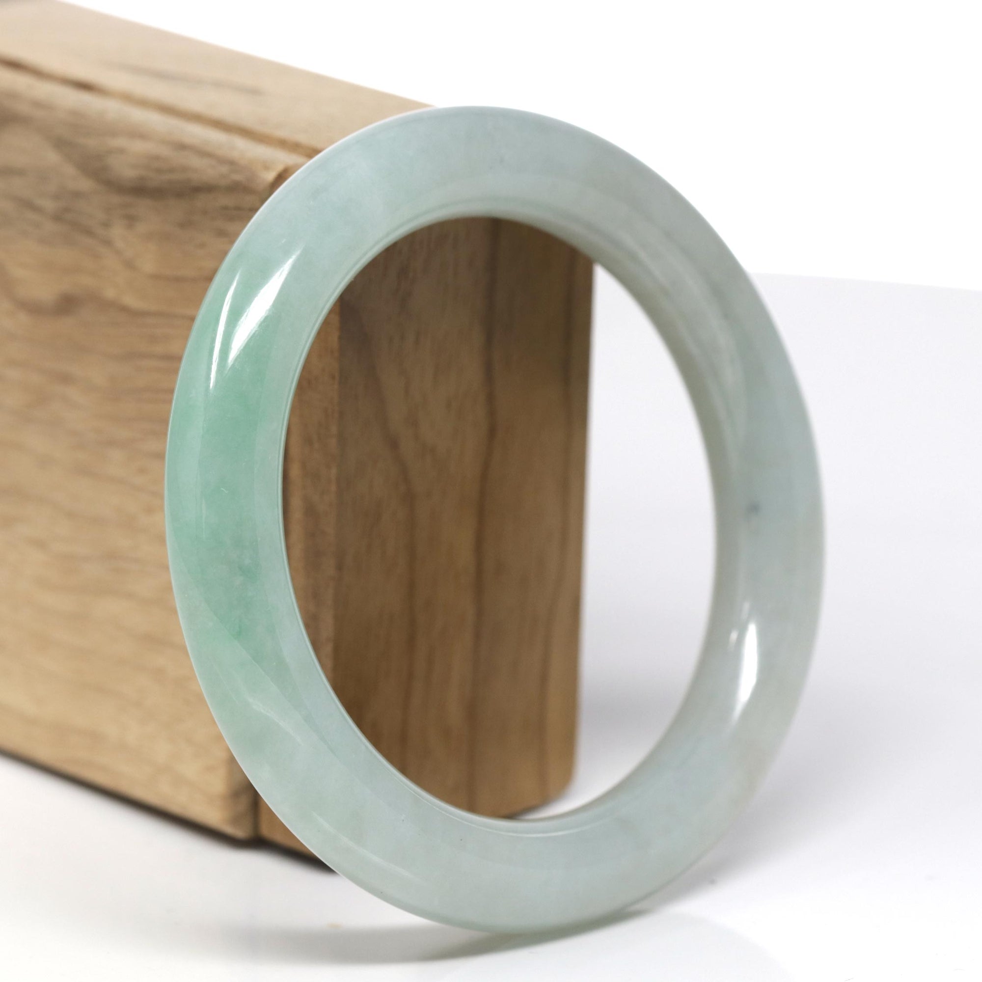 Baikalla Natural Green Jade Jadeite "Traditional Round" Bangle Bracelet (57.1mm) 