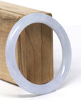 Baikalla Natural Icy Light Lavender Jadeite Jade "Traditional Round" Bangle Bracelet (56.4mm) 
