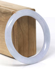 Baikalla Natural Icy Light Lavender Jadeite Jade "Traditional Round" Bangle Bracelet (56.4mm) 