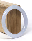Baikalla Natural Icy Light Lavender Jadeite Jade "Traditional Round" Bangle Bracelet (56.4mm) 