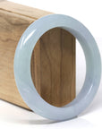 Baikalla Natural Icy Blue-Green &  Lavender Jadeite Jade "Half Round" Bangle Bracelet (57.3mm) 