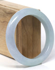 Baikalla Natural Icy Blue-Green &  Lavender Jadeite Jade "Half Round" Bangle Bracelet (57.3mm) 