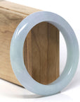 Baikalla Natural Icy Blue-Green &  Lavender Jadeite Jade "Half Round" Bangle Bracelet (57.3mm) 