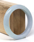 Baikalla Natural Icy Blue-Green &  Lavender Jadeite Jade "Half Round" Bangle Bracelet (57.3mm) 