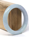Baikalla Natural Icy Blue-Green &  Lavender Jadeite Jade "Half Round" Bangle Bracelet (57.3mm) 