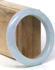 Baikalla Natural Icy Blue-Green &  Lavender Jadeite Jade "Half Round" Bangle Bracelet (57.3mm) 