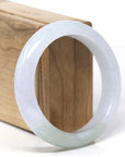 Baikalla Natural Icy Light Lavender & Oil-Green Patch Jadeite Jade "Half Round" Bangle Bracelet (57.2mm) 