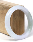 Baikalla Natural Icy Light Lavender & Oil-Green Patch Jadeite Jade "Half Round" Bangle Bracelet (57.2mm) 