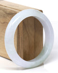 Baikalla Natural Icy Light Lavender & Oil-Green Patch Jadeite Jade "Half Round" Bangle Bracelet (57.2mm) 