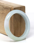 Baikalla Natural Light Blue-Green W/ Light Yellow Patch Jadeite Jade "Half Round" Bangle Bracelet (51.1mm) 