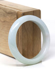 Baikalla Natural Light Blue-Green W/ Light Yellow Patch Jadeite Jade "Half Round" Bangle Bracelet (51.1mm) 