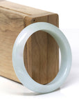 Baikalla Natural Light Blue-Green W/ Light Yellow Patch Jadeite Jade "Half Round" Bangle Bracelet (51.1mm) 