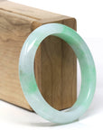High-End Icy Vibrant Apple-Green Jadeite Jade Oval Bangle (55.1mm) 