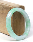 High-End Icy Vibrant Apple-Green Jadeite Jade Oval Bangle (55.1mm) 