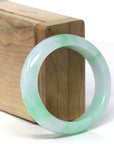 High-End Icy Vibrant Apple-Green Jadeite Jade Oval Bangle (55.1mm) 