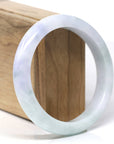 Baikalla Natural Light Blue-Green & Lavender Jadeite Jade "Half Round" Bangle Bracelet (59.9mm) 
