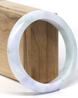 Baikalla Natural Light Blue-Green & Lavender Jadeite Jade "Half Round" Bangle Bracelet (59.9mm) 