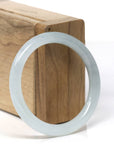 Baikalla Natural Icy Light Oil-Green & Grey Wuji Jadeite Jade "Petite Traditional Round" Bangle Bracelet (51.7mm) 
