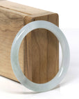 Baikalla Natural Icy Light Oil-Green & Grey Wuji Jadeite Jade "Petite Traditional Round" Bangle Bracelet (51.7mm) 