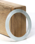 Baikalla Natural Icy Light Oil-Green & Grey Wuji Jadeite Jade "Petite Traditional Round" Bangle Bracelet (51.7mm) 