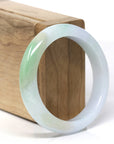 Baikalla Natural Multi-Color "Fu Lu Shou" Jadeite Jade "Half Round" Bangle Bracelet (53.7mm) 