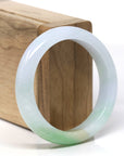 Baikalla Natural Multi-Color "Fu Lu Shou" Jadeite Jade "Half Round" Bangle Bracelet (53.7mm) 