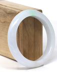 Baikalla Natural Apple-Green Patch Jadeite Jade "Half Round" Bangle Bracelet (57mm) 